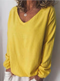 Einfarbige Bluse mit V-Ausschnitt