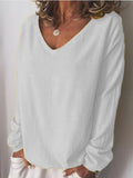 Einfarbige Bluse mit V-Ausschnitt