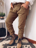 Baumwollgemische Lässige Hosen mit Taschen