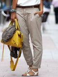 Retro Unifarben Hose aus Baumwollgemisch