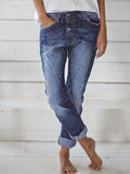 Blaue Denim Freizeithosen mit Taschen