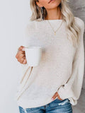 Langarm Rundhals Pullover aus Baumwollgemisch