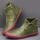 Schnürung Flach Stiefelette