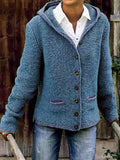 Langarm Strickjacke mit Kapuze