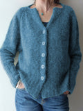 Große Größen Lässige Strickjacke mit Knöpfen