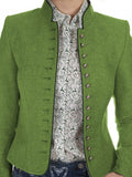Unifarben Geknöpfte Retro-Jacke mit Stehkragen