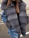 Warme Flauschige Winterjacke aus Kunstpelz