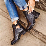 Alligator Muster Niete Schnalle Verziert Martin Boots
