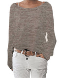 Unifarben T-Shirt aus Baumwolle Langarm Rundhals