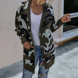 MODISCHE LÄSSIGE LEOPARDEN-STRICKJACKE