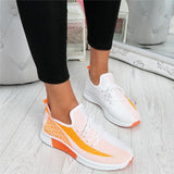 Mesh Flyknit Stoff Schnürsneakers Rot Orange Grau