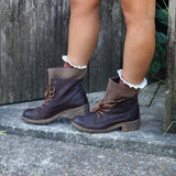 Herbst Schnürung Blockabsatz Stiefelette