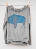 Gemustertes Langarmshirt aus Baumwollgemisch mit Rundhals