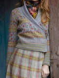 Gemusterte Strickjacke mit Schalkragen