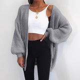 Mittellanger einfarbiger Pullover Mantel