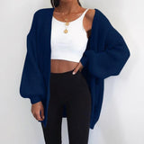 Mittellanger einfarbiger Pullover Mantel