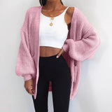 Mittellanger einfarbiger Pullover Mantel