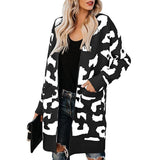 Modische lässige Leoparden-Strickjacke