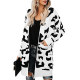Modische lässige Leoparden-Strickjacke