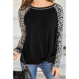 Leopardenmuster Langarm-T-Shirt
