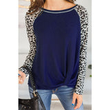 Leopardenmuster Langarm-T-Shirt