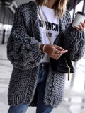 Einfarbige Strickjacke mit Langarm