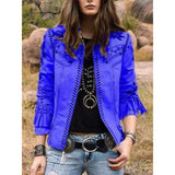 Lange Ärmel bedruckte Tassel coat