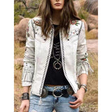 Lange Ärmel bedruckte Tassel coat