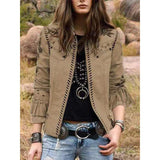 Lange Ärmel bedruckte Tassel coat