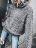 Einfarbiger Rollkragen-Strickpullover