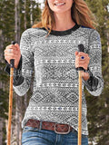 Bedruckter Rundhalsausschnitt Langarm Pullover