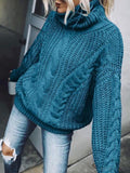 Einfarbiger Rollkragen-Strickpullover