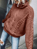 Einfarbiger Rollkragen-Strickpullover