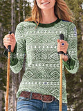Bedruckter Rundhalsausschnitt Langarm Pullover