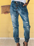Lässig Retro Brüste Denim Hose