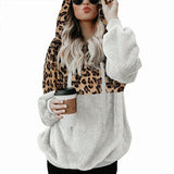 Langarm Leopardenmuster Plüsch Hoodie