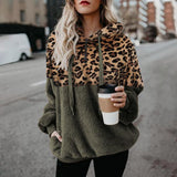 Langarm Leopardenmuster Plüsch Hoodie