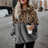 Langarm Leopardenmuster Plüsch Hoodie
