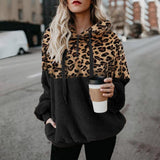 Langarm Leopardenmuster Plüsch Hoodie
