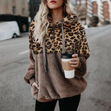 Langarm Leopardenmuster Plüsch Hoodie