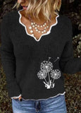 V-Ausschnitt lässiger Langarm pullover