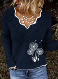 V-Ausschnitt lässiger Langarm pullover