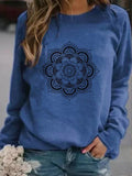 Rundhals Langarm Geblümt Print Sweatshirt