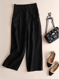 Plus Size Solid Casual Leinen Lose Hosen