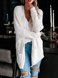 Gestrickt Warm Cardigan aus Polyester Grün Weiss