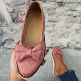 Schleife Plateau Keilabsatz Wildleder Slip-On Sneakers Pink Rot Schwarz