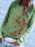 Schmetterlingprint Crew Ausschnitt Warm T shirts