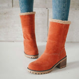 Damen warmes Quadratisch Absätze Schneestiefel