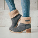 Damen warmes Quadratisch Absätze Schneestiefel