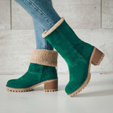 Damen warmes Quadratisch Absätze Schneestiefel